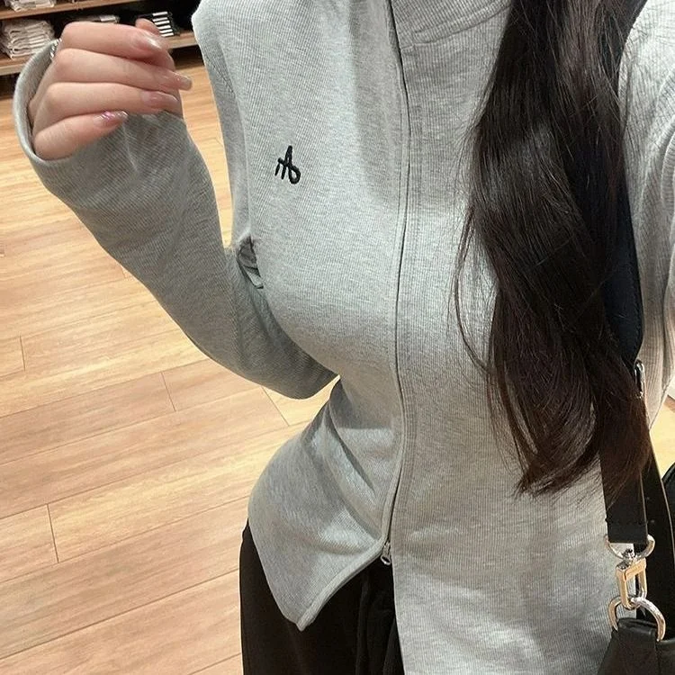 2025 New Zipper Stand Collar Slim Fit Long Sleeve Hoodie Women's Cardigan Grey Color Casual Street Style Spring Autumn Jacket
2025 New Zipper Stand Collar Slim Fit Long Sleeve Hoodie Women's Cardigan Grey Color Casual Street Style Spring Autumn Jacket