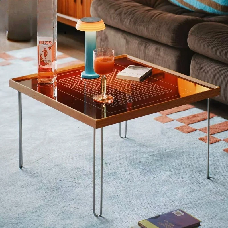 Square tempered glass paneled teak black walnut side table
Square tempered glass paneled teak black walnut side table