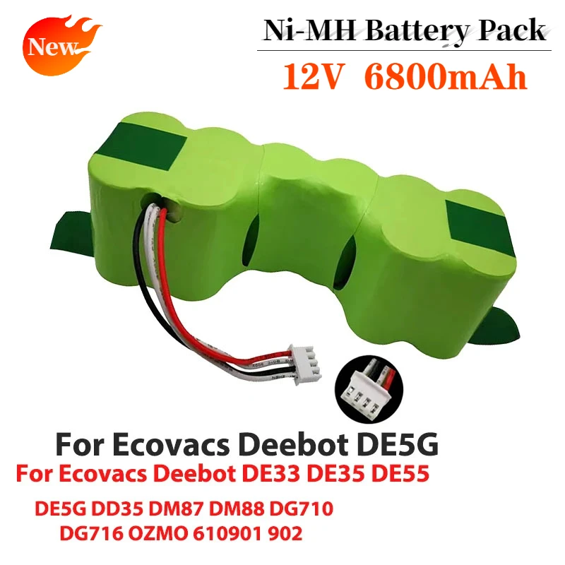 12V NIMH Replacement Battery for Ecovacs Robotic Vacuum Cleaner DE33 DD35 DE55 DE5G DM88DG710 DG716 Deebot Sweeper Batttery Pack
12V NIMH Replacement Battery for Ecovacs Robotic Vacuum Cleaner DE33 DD35 DE55 DE5G DM88DG710 DG716 Deebot Sweeper Batttery Pack