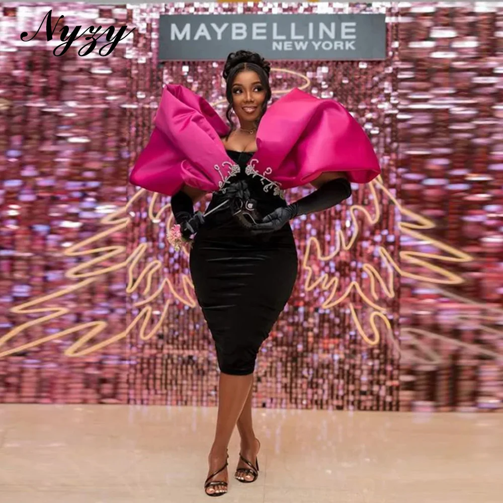 NYZY C426 Trendy Pink Puffy Satin Sleeves Black Velvet Short Evening Dresses 2025 Celebrity Cocktail Prom Party Gowns Customized
NYZY C426 Trendy Pink Puffy Satin Sleeves Black Velvet Short Evening Dresses 2025 Celebrity Cocktail Prom Party Gowns Customized