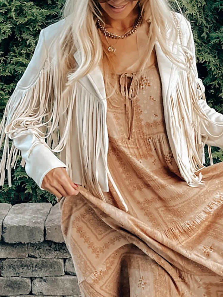 Женские лоскутные пальто с кисточками, кардиган с длинным рукавом и v-образным вырезом, повседневная модная верхняя одежда, однотонная весенне-осенняя куртка, уличная одежда 
Женские лоскутные пальто с кисточками, кардиган с длинным рукавом и v-образным вырезом, повседневная модная верхняя одежда, однотонная весенне-осенняя куртка, уличная одежда