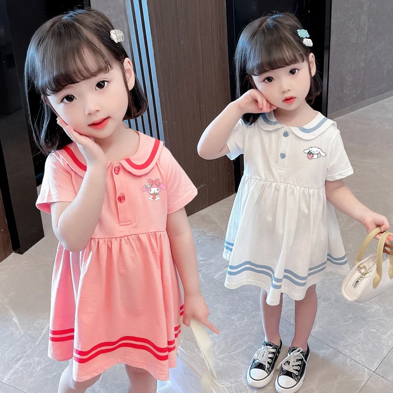 Детские платья аниме Sanrio My Melody Cinnamoroll, летние новые хлопковые платья принцессы с короткими рукавами и кукольным воротником, юбка для маленьких девочек
Детские платья аниме Sanrio My Melody Cinnamoroll, летние новые хлопковые платья принцессы с короткими рукавами и кукольным воротником, юбка для маленьких девочек