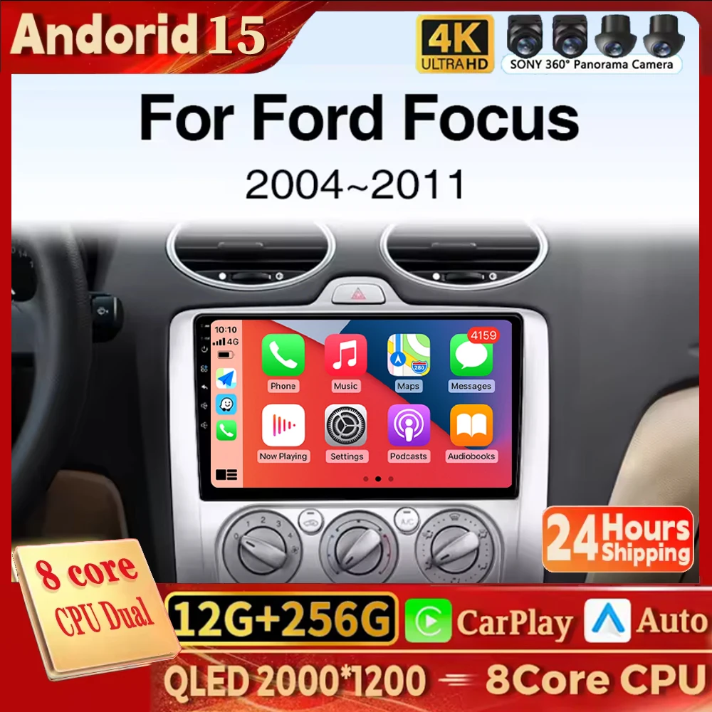 For Ford Focus 2 3 Mk2 Mk3 2004-2011 Android 15 Carplay+Auto Car Radio Multimedia Player Auto Head Unit Navigation GPS WIFI 4G B
For Ford Focus 2 3 Mk2 Mk3 2004-2011 Android 15 Carplay+Auto Car Radio Multimedia Player Auto Head Unit Navigation GPS WIFI 4G B