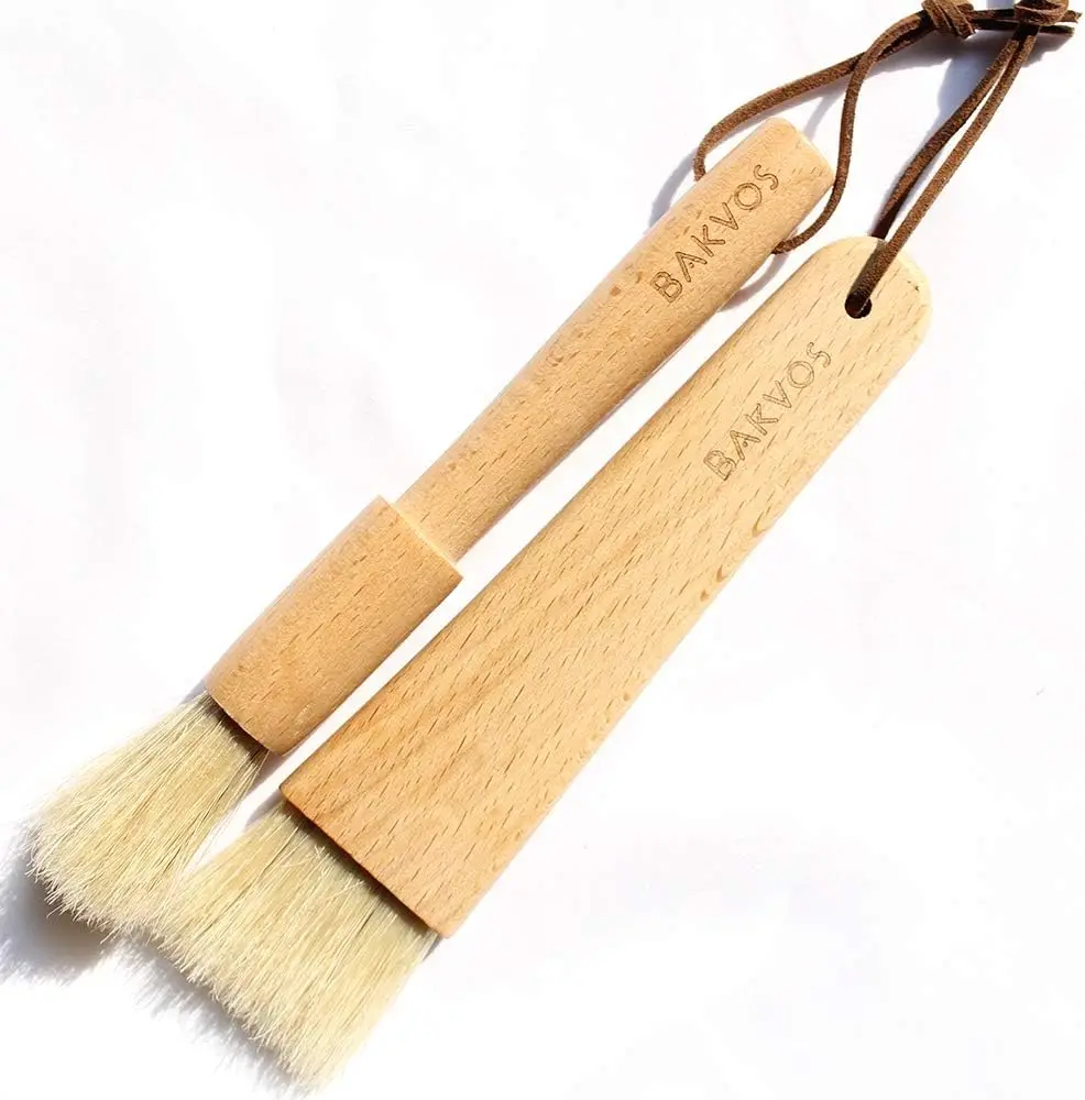 Natural Wood & Bristle Pastry Brushes, Round & Flat, 2-Pack for Baking
Natural Wood & Bristle Pastry Brushes, Round & Flat, 2-Pack for Baking