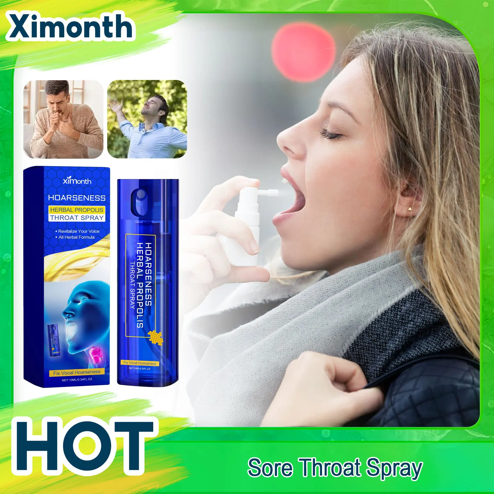 Throat Spray Relieve Cough Itchy Dryness Anti Inflammation Treatment Chronic Oral Pharyngitis Sore Scratchy Throat Fresh Breath
Throat Spray Relieve Cough Itchy Dryness Anti Inflammation Treatment Chronic Oral Pharyngitis Sore Scratchy Throat Fresh Breath