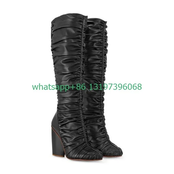 Lady pleated design sexy black runway boots chunky heel knee boots party dance drees boots new arrive Gothic style boots size 46
Lady pleated design sexy black runway boots chunky heel knee boots party dance drees boots new arrive Gothic style boots size 46