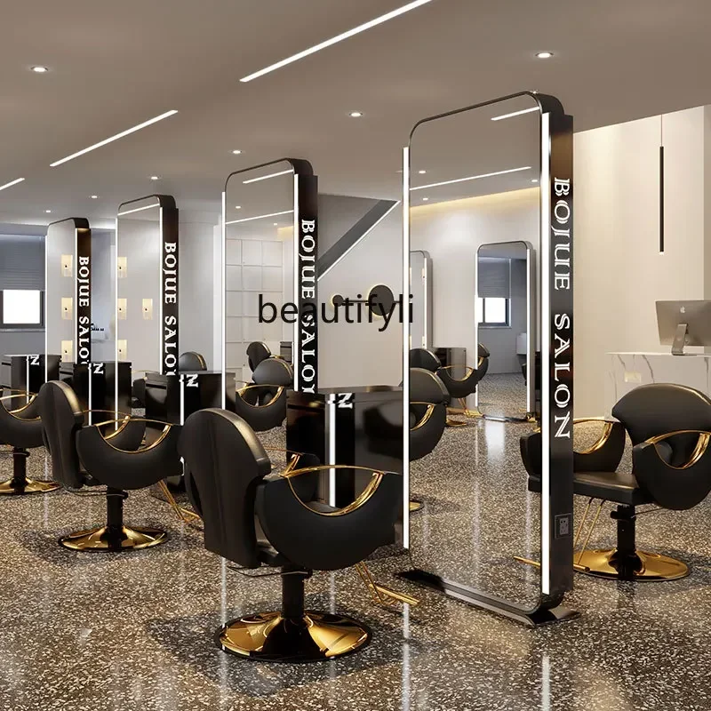 Barber Shop Full-Length Mirror Hairdressing Belt LED Lamp Floor Mirror for Hair Salon
Barber Shop Full-Length Mirror Hairdressing Belt LED Lamp Floor Mirror for Hair Salon