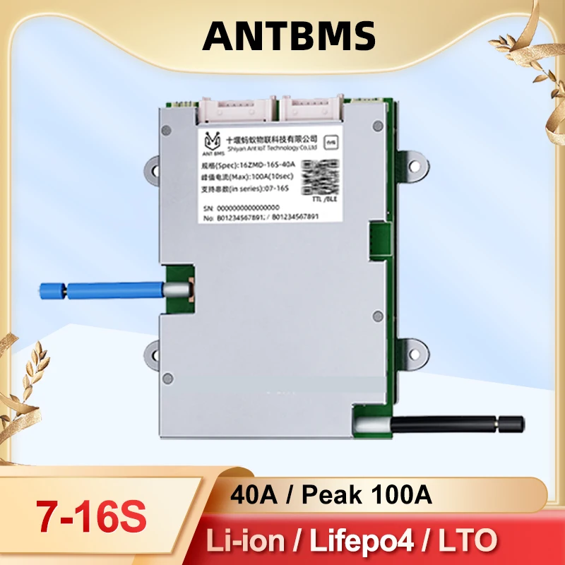 ANT smart BMS 7-16S Li-ion LifePO4 LTO Battery 24V 36V 48V 60V Built-in Bluetooth APP 40A 100A 8S 10S 12S Smart Balance board
ANT smart BMS 7-16S Li-ion LifePO4 LTO Battery 24V 36V 48V 60V Built-in Bluetooth APP 40A 100A 8S 10S 12S Smart Balance board