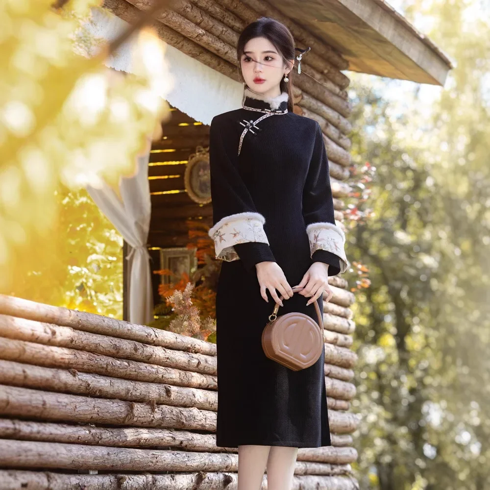 Cheongsam с большими рукавами Yourqipao, осень 2023, новый китайский стиль, бархатное и утолщенное Ципао
Cheongsam с большими рукавами Yourqipao, осень 2023, новый китайский стиль, бархатное и утолщенное Ципао