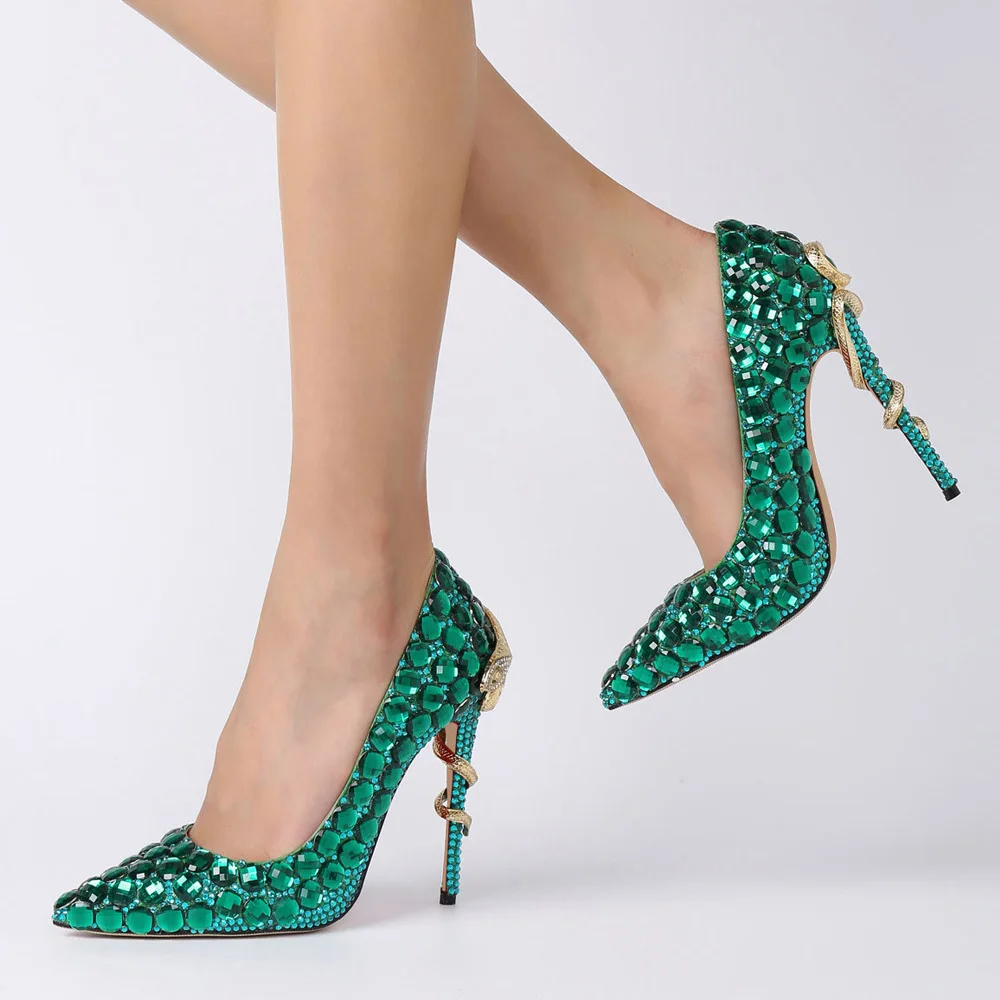Wedding Pumps for Women, Thin High Heels, Pointed Toe, Slip-on, Handmade Rhinestone, Metal Decoration, Woman Party Shoes, Green,
Wedding Pumps for Women, Thin High Heels, Pointed Toe, Slip-on, Handmade Rhinestone, Metal Decoration, Woman Party Shoes, Green,