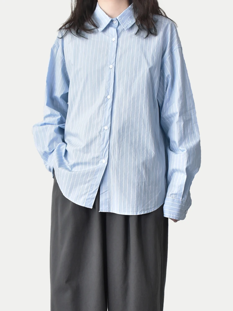 Blue Striped Casual Long Sve irt Two Colors Button up Loose Fit Spring Autumn Casual irt Women's Faion Classic Sle
Blue Striped Casual Long Sve irt Two Colors Button up Loose Fit Spring Autumn Casual irt Women's Faion Classic Sle