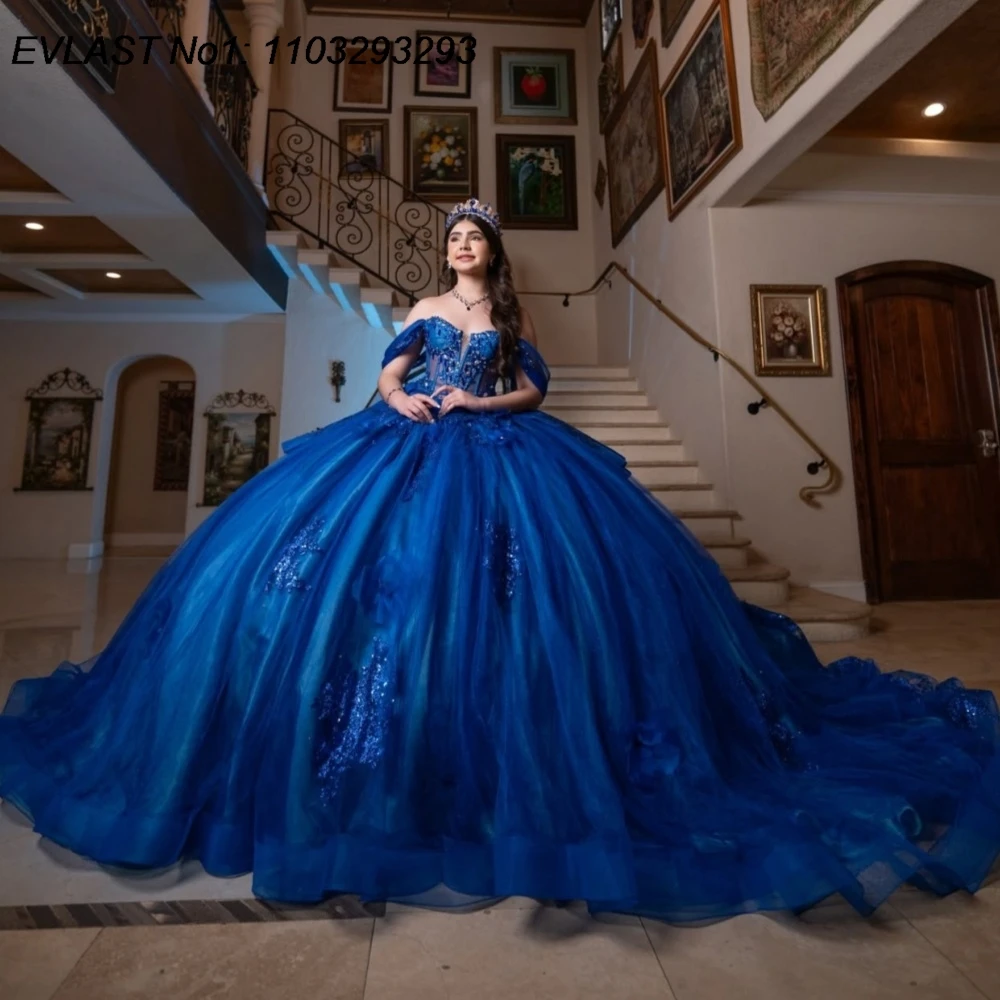EVLAST Customized Sparkly Royal Blue Quinceanera Dress Ball Gown Lace Applique Beading Bow Sweet 16 Vestidos De 15 Anos AQ287
EVLAST Customized Sparkly Royal Blue Quinceanera Dress Ball Gown Lace Applique Beading Bow Sweet 16 Vestidos De 15 Anos AQ287