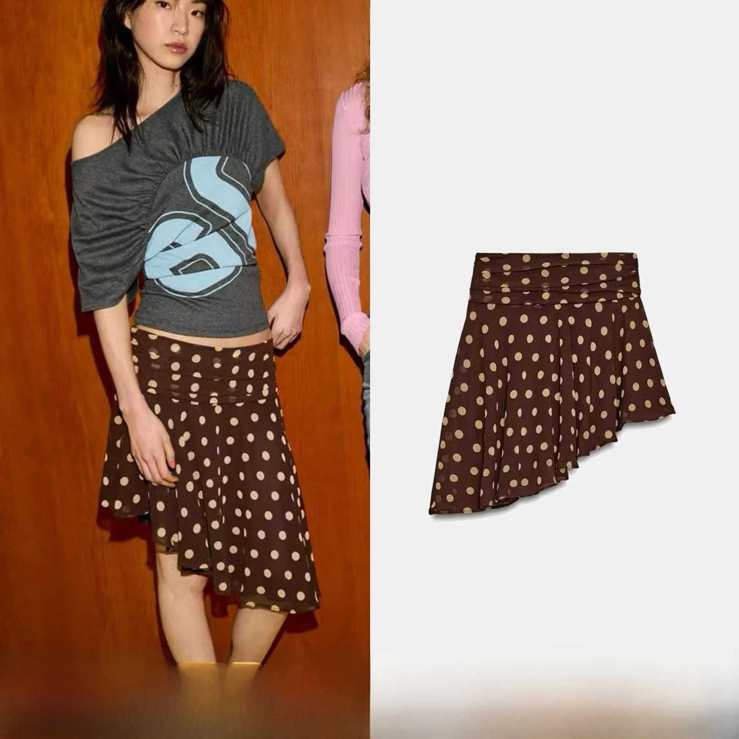 Юбка А-силуэта с высокой талией в горошек, кофейного цвета, длиной до колена, с эффектом похудения, для женщин, весенняя коллекция, юбка с клешем
Юбка А-силуэта с высокой талией в горошек, кофейного цвета, длиной до колена, с эффектом похудения, для женщин, весенняя коллекция, юбка с клешем