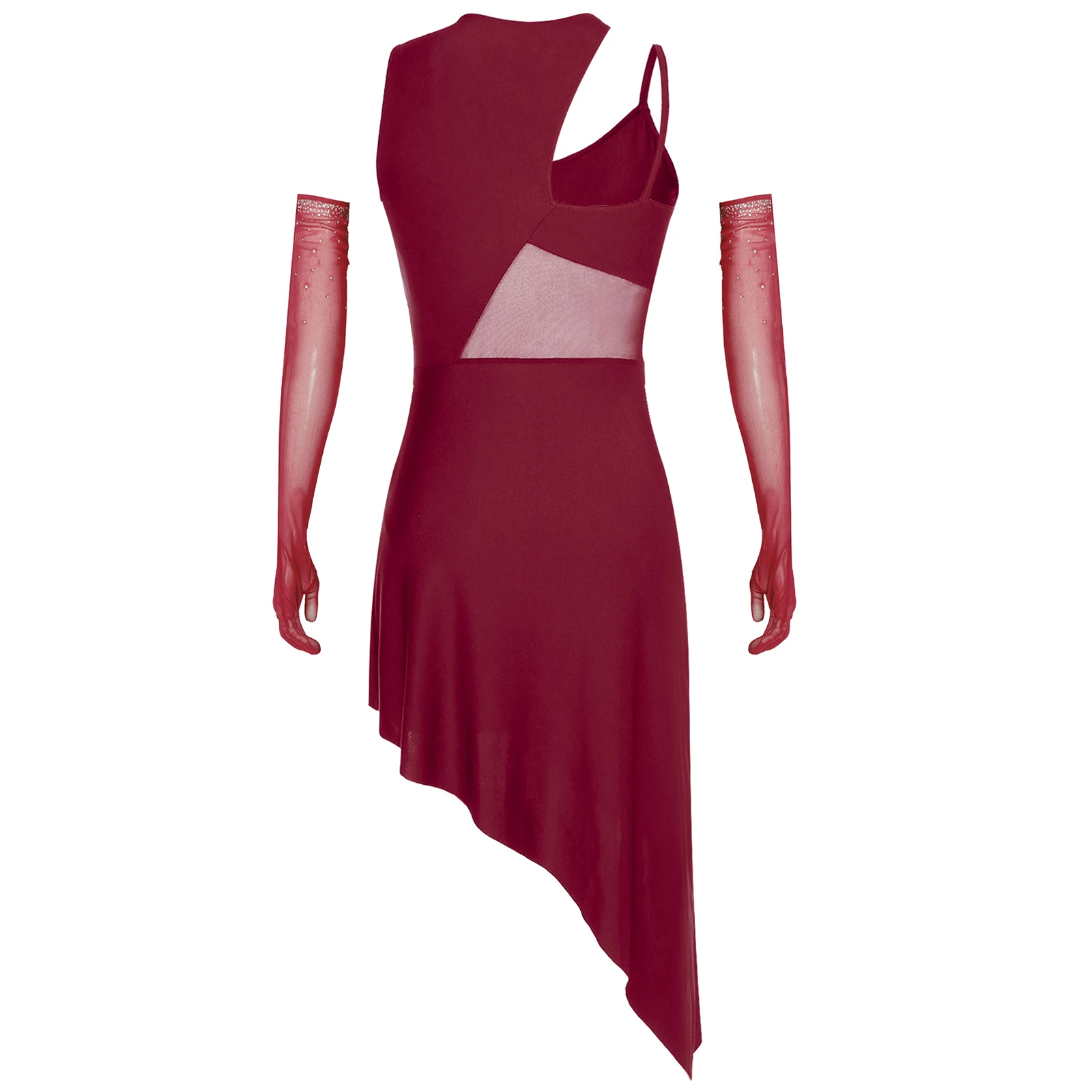 Women Latin Jazz Ballet Dance Dress Sleeveless Irregular Dress with Full-finger Mesh Gloves Sets for Cha-cha Modern Dancewear
Women Latin Jazz Ballet Dance Dress Sleeveless Irregular Dress with Full-finger Mesh Gloves Sets for Cha-cha Modern Dancewear