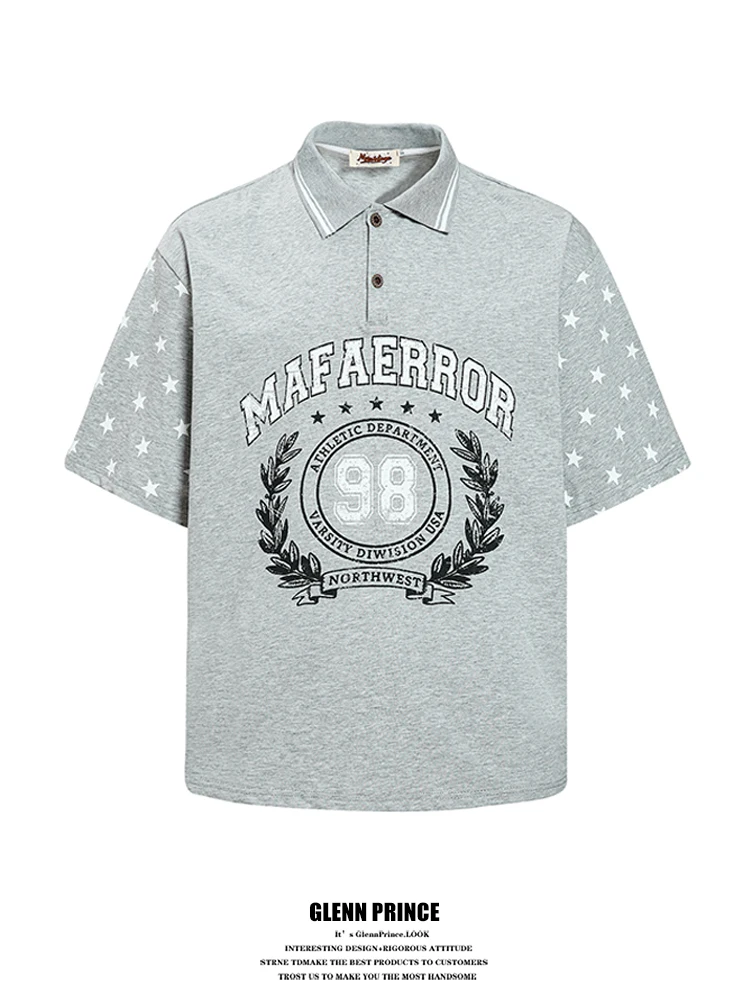 GPstudio American College Style Printed Star Sleeve Shirt Men Summer Design Sense Collar T-Shirt Cotton Breathable Short...
GPstudio American College Style Printed Star Sleeve Shirt Men Summer Design Sense Collar T-Shirt Cotton Breathable Short...