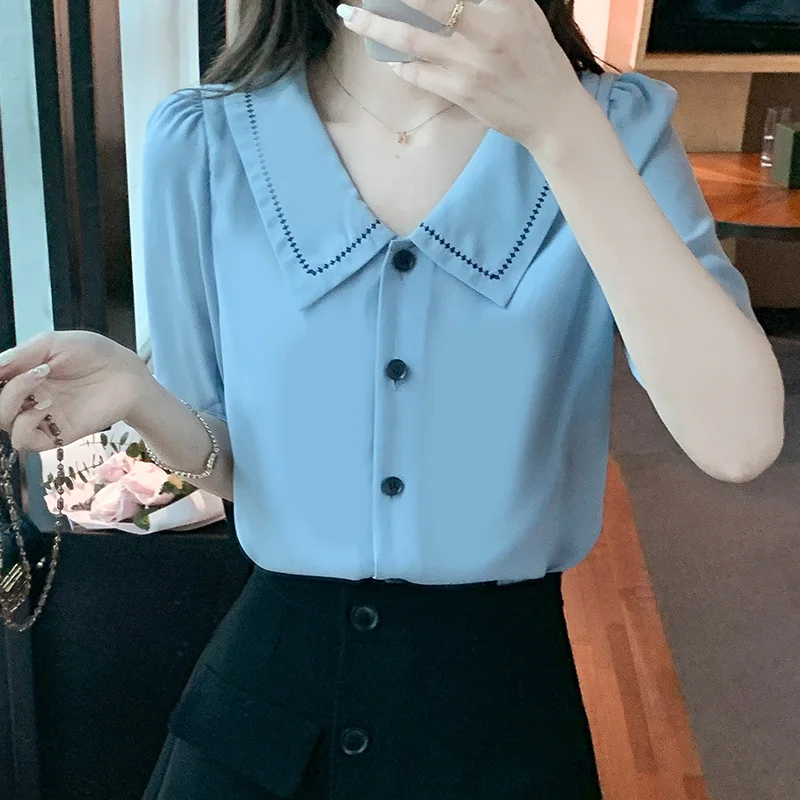 Women Clothing Fashion Embroidery Chiffon Shirts Summer New Office Lady Button Loose Blouses Chic Single Breasted Solid Cardigan
Women Clothing Fashion Embroidery Chiffon Shirts Summer New Office Lady Button Loose Blouses Chic Single Breasted Solid Cardigan