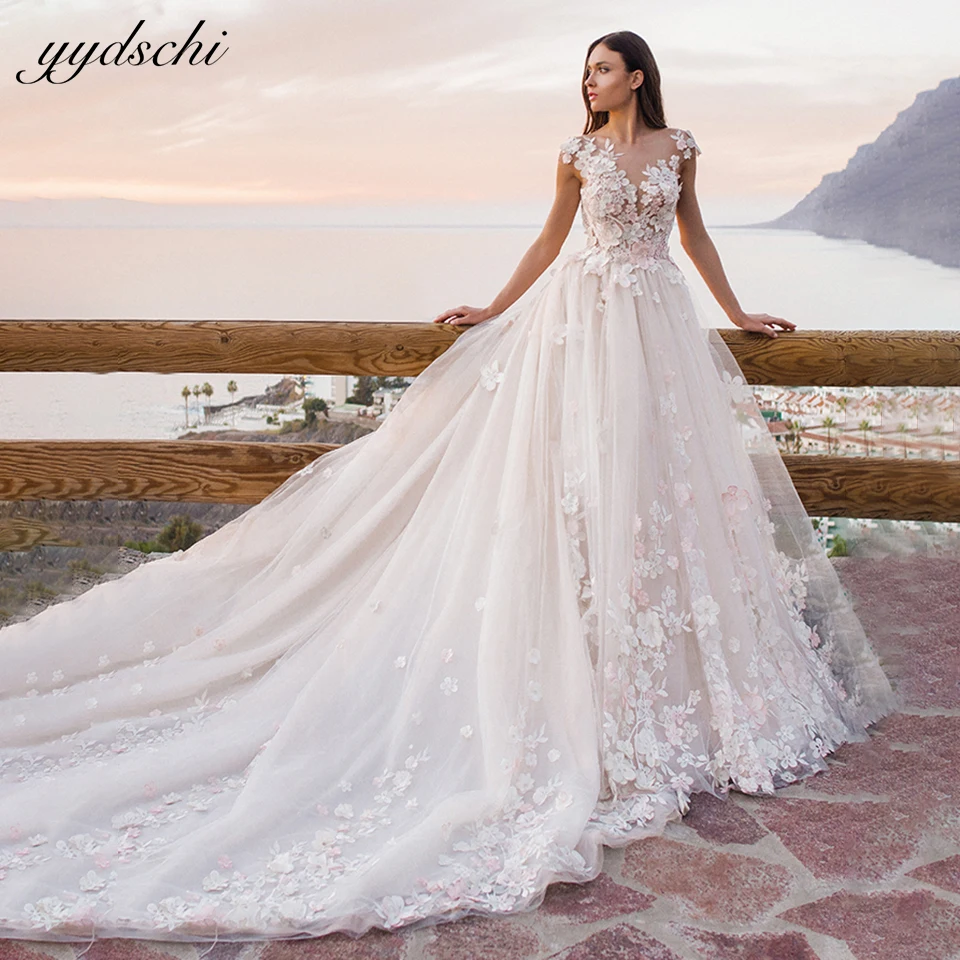 Gorgeous 3D Flowers Lace Appliques Wedding Dress 2024 Cap Sleeves Backless A-Line Princess Bride Gown For Women Vestido De Novia
Gorgeous 3D Flowers Lace Appliques Wedding Dress 2024 Cap Sleeves Backless A-Line Princess Bride Gown For Women Vestido De Novia