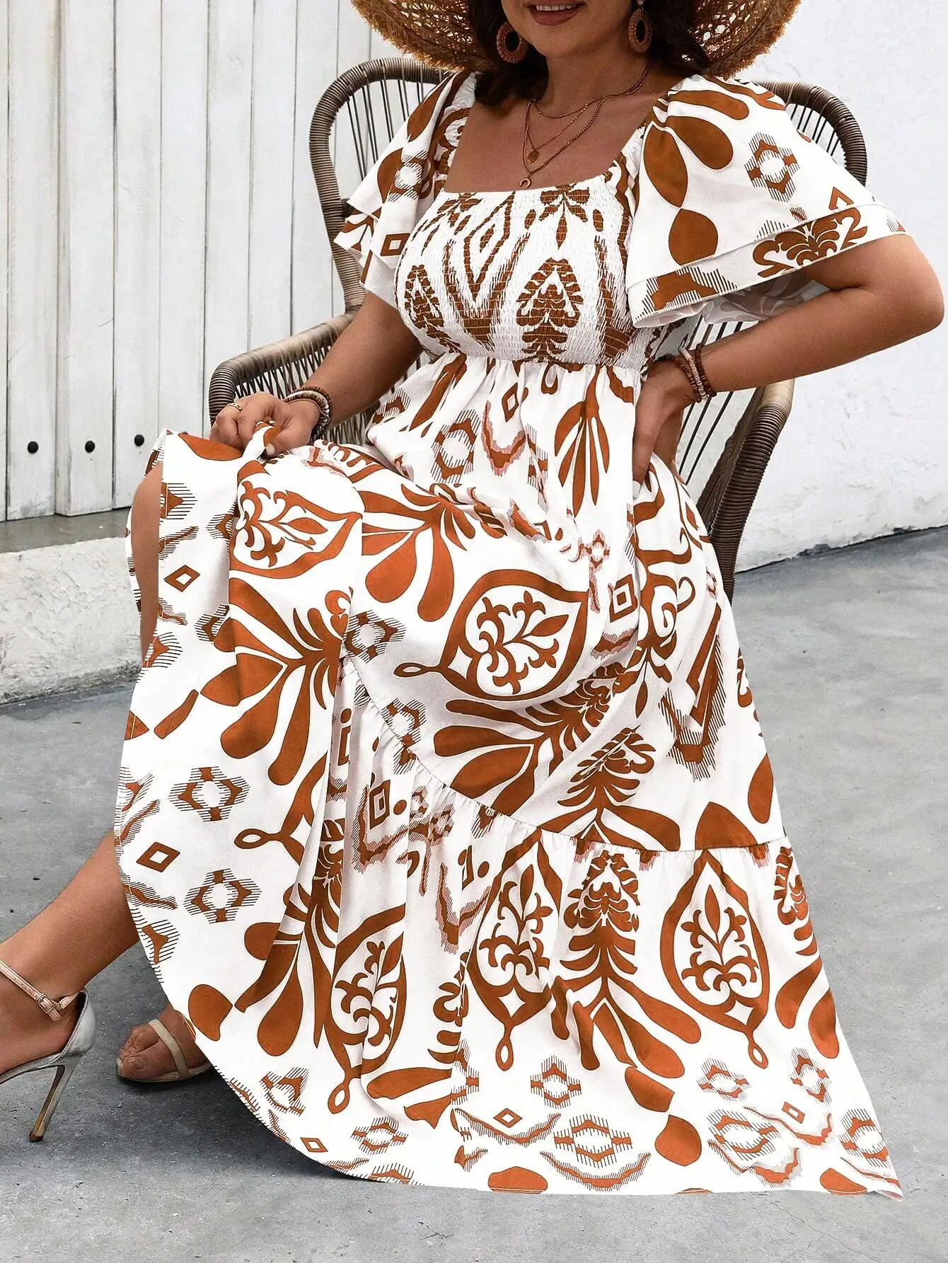 Women Casual Printed Boho Maxi Dress With Puff Sleeve Square Neck
Women Casual Printed Boho Maxi Dress With Puff Sleeve Square Neck