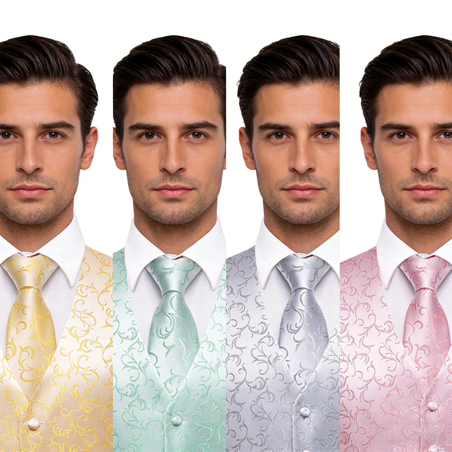Men's Floral Vest & Tie bowtie Hanky Cufflinks Set – Formal Yellow Mint Pink Waistcoat for Weddings Events Party Gift
Men's Floral Vest & Tie bowtie Hanky Cufflinks Set – Formal Yellow Mint Pink Waistcoat for Weddings Events Party Gift