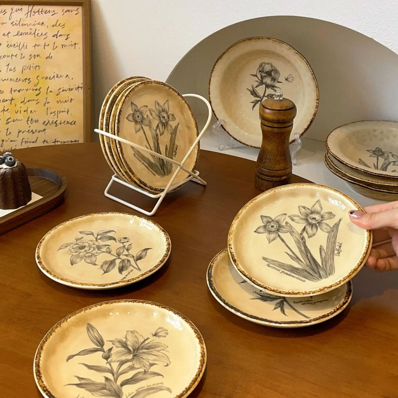 2 шт., блюдо для плевания фруктового торта, ретро домашняя посуда, винтажная керамическая 6-дюймовая маленькая тарелка для десертных закусок