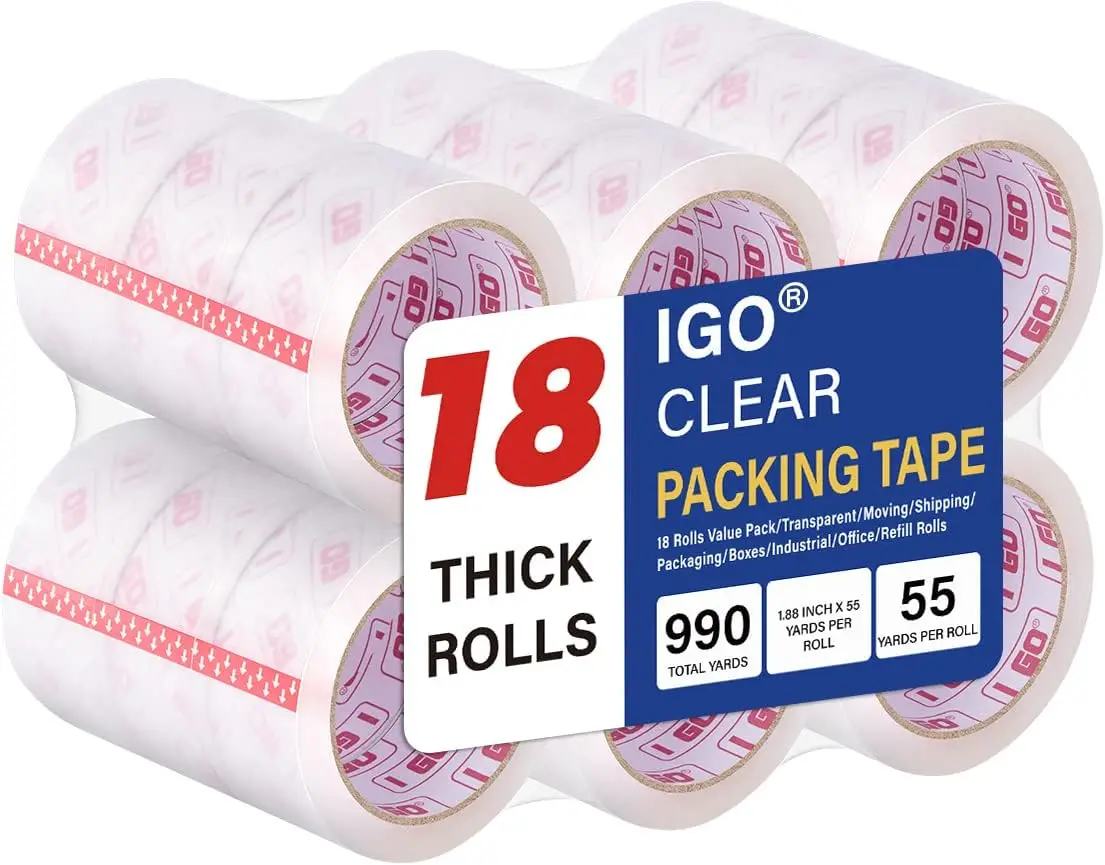 Clear Packing Tape, Packaging Tape Refills for Shipping Moving Box Mailing Storage Sealing, 1.88" Width x 54.68 yd. Leng
Clear Packing Tape, Packaging Tape Refills for Shipping Moving Box Mailing Storage Sealing, 1.88" Width x 54.68 yd. Leng