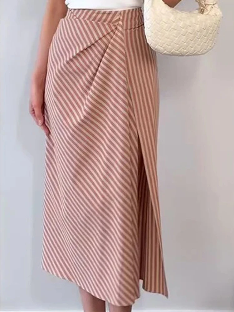 Women Striped Folds Split Long Skirts Summer Female Fashion High Waist Skirts Lady Streetwear Casual Vintage Chic Skirts
Women Striped Folds Split Long Skirts Summer Female Fashion High Waist Skirts Lady Streetwear Casual Vintage Chic Skirts