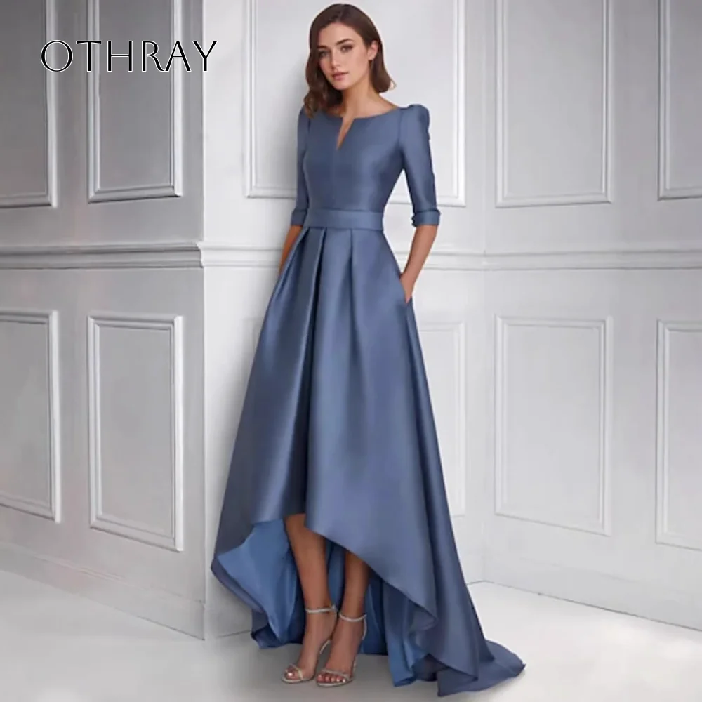 High-low A-line Satin Homecoming Dresses Half Sleeves Sweep Train Pleated Customized فساتين سهرة
High-low A-line Satin Homecoming Dresses Half Sleeves Sweep Train Pleated Customized فساتين سهرة