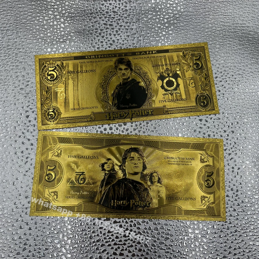 Classical Harry potter gold foil plastic banknote for kid's birthday gifts Miniso anime golden card childhood memory collection
Classical Harry potter gold foil plastic banknote for kid's birthday gifts Miniso anime golden card childhood memory collection