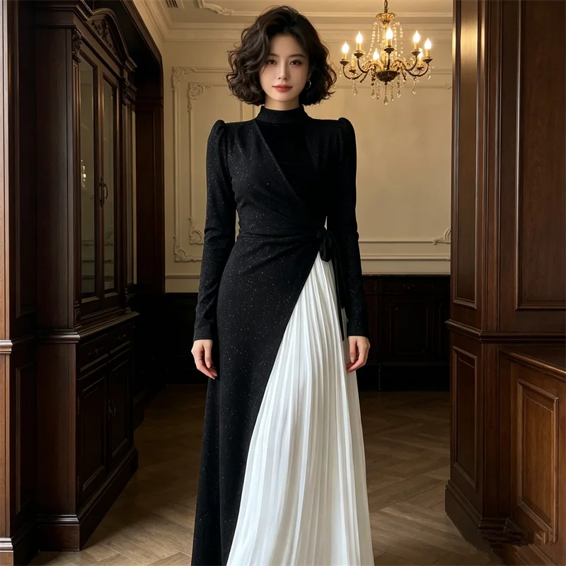 New Women Evening Dresses Black White Splice Design Elegant Muslim Dress Robe Dubai Abaya Kaftan Islam Clothing Vestidos Gown
New Women Evening Dresses Black White Splice Design Elegant Muslim Dress Robe Dubai Abaya Kaftan Islam Clothing Vestidos Gown