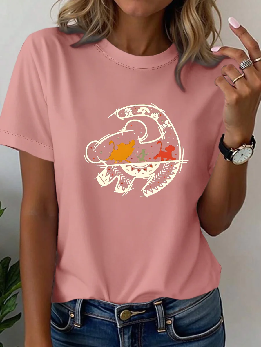 Женская футболка больших размеров «Король Лев», розовая футболка с мультяшным принтом, повседневная повседневная одежда, топ
Женская футболка больших размеров «Король Лев», розовая футболка с мультяшным принтом, повседневная повседневная одежда, топ