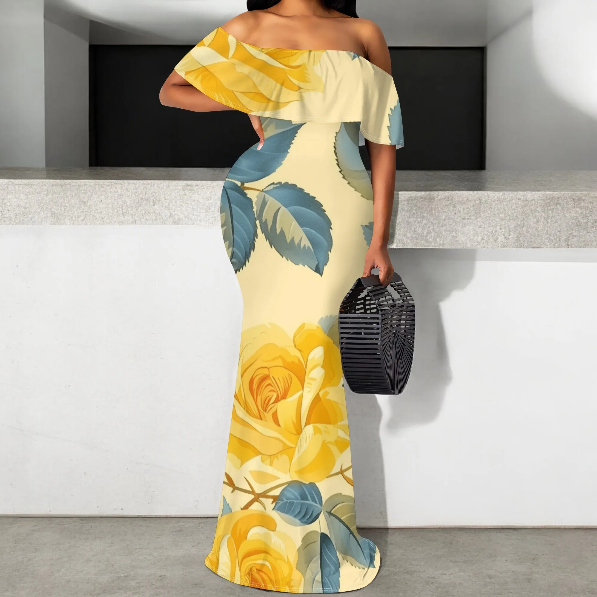 S-3XL Yellow Rose Floral Off Shoulder Maxi Dress Women's Summer Elegant Resort Gown
S-3XL Yellow Rose Floral Off Shoulder Maxi Dress Women's Summer Elegant Resort Gown