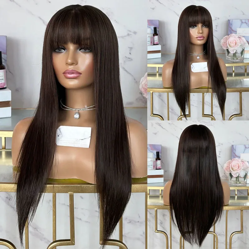 Glueless Natural 100% Virgin Human Hair Dark Chocolate Brown Silky Straight Afro Black Women Easy Wear Long 13x4 Lace Front Wigs
Glueless Natural 100% Virgin Human Hair Dark Chocolate Brown Silky Straight Afro Black Women Easy Wear Long 13x4 Lace Front Wigs