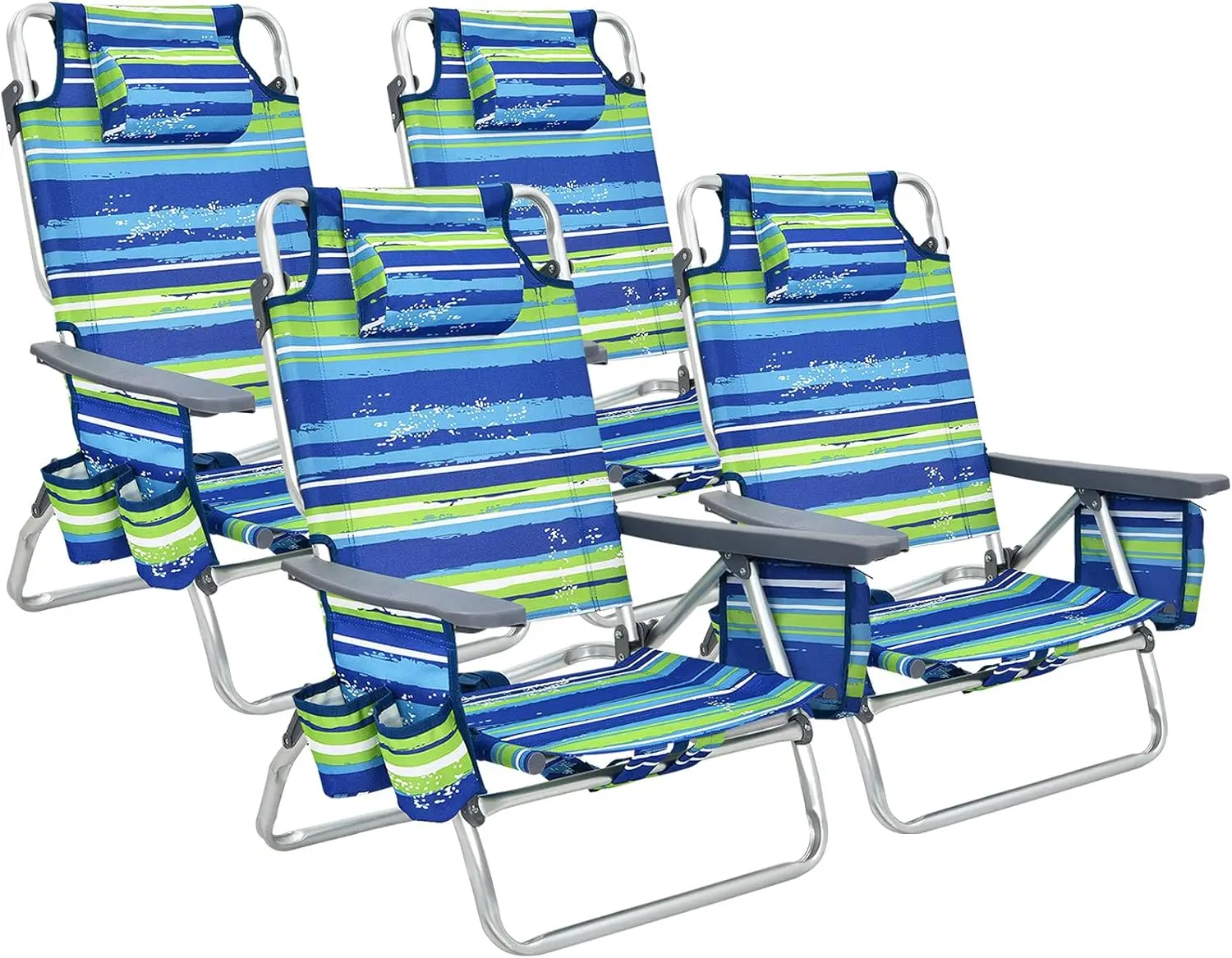 Beach Chair 4-Pack Sling Camping Chair, Sunbathing Chairs with 5 Adjustable Position, Head Pillow, Storage Bag
Beach Chair 4-Pack Sling Camping Chair, Sunbathing Chairs with 5 Adjustable Position, Head Pillow, Storage Bag