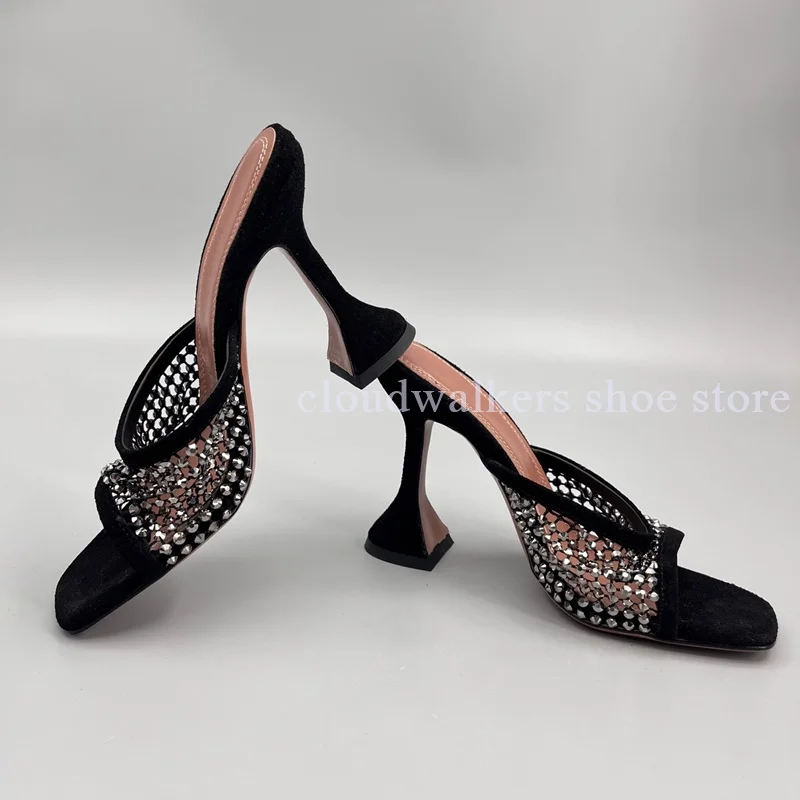 Luxury Black Mesh Crystal High Heel Mule Slippers Sexy Cup Heel Square Toe Fashion Slippers Wedding Banquet Evening Dress Shoes
Luxury Black Mesh Crystal High Heel Mule Slippers Sexy Cup Heel Square Toe Fashion Slippers Wedding Banquet Evening Dress Shoes