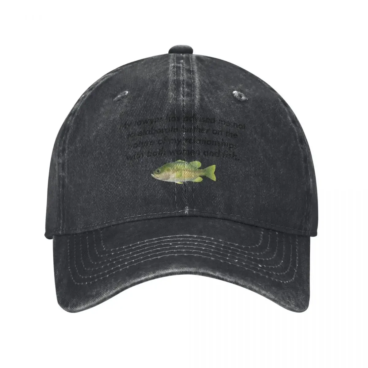 My lawyer has advised me not to elaborate further on the nature of my relationships with both women and fish. Baseball Cap
My lawyer has advised me not to elaborate further on the nature of my relationships with both women and fish. Baseball Cap