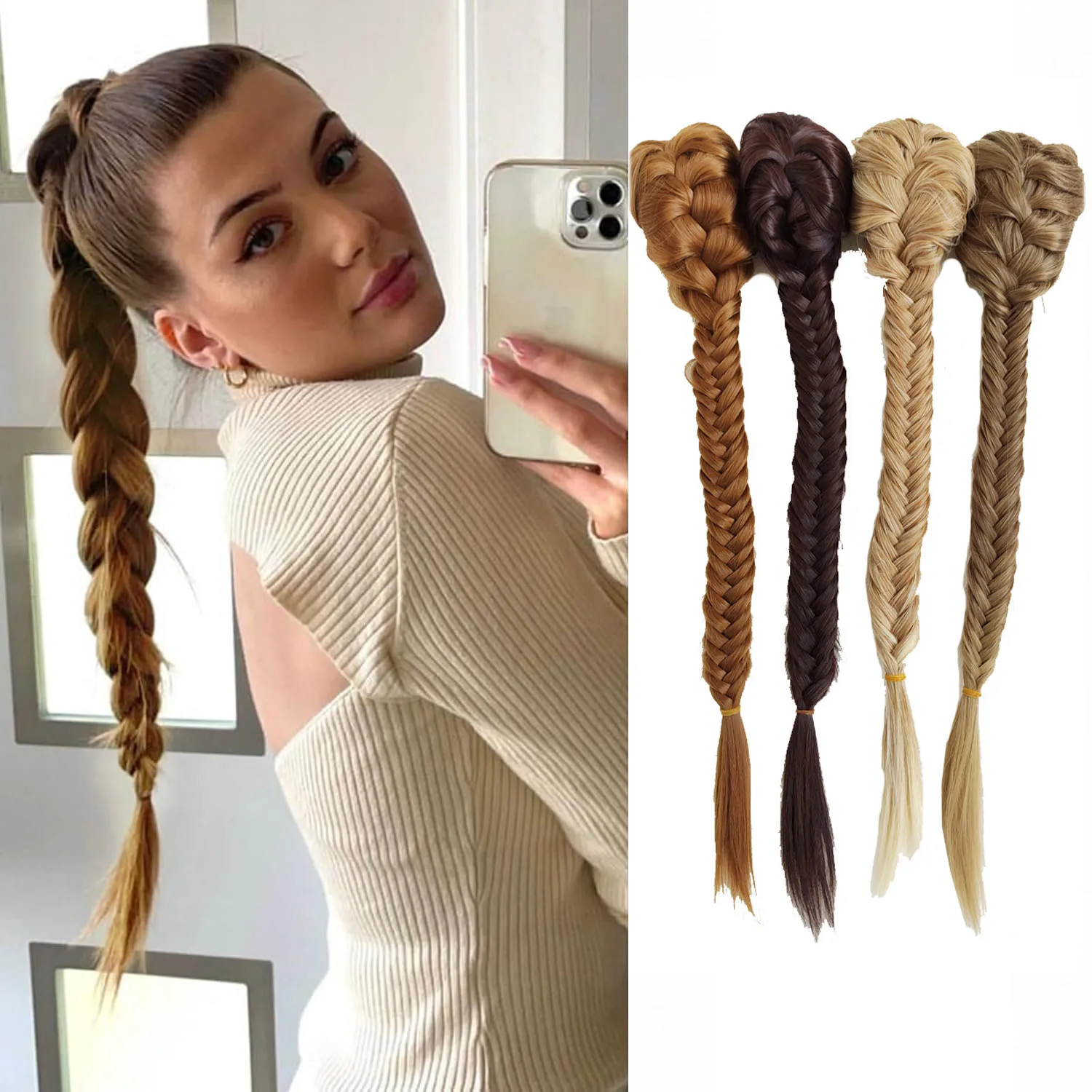 Jeedou Synthetic Hair Fishtail Ponytail Drawstring Rope Braids Chignon Wedding Updos Easy Wear Hairpieces for Party Daily Use
Jeedou Synthetic Hair Fishtail Ponytail Drawstring Rope Braids Chignon Wedding Updos Easy Wear Hairpieces for Party Daily Use