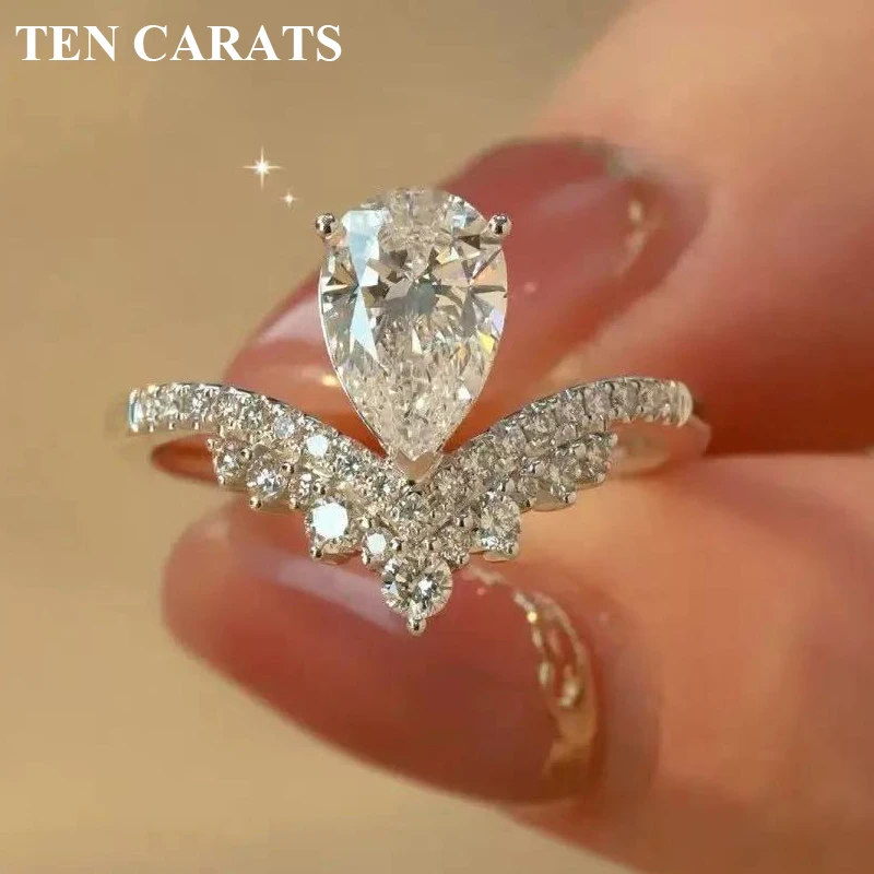 TEN CARATS Luxurious 1.5CT crown Moissanite ring, GRA certified 100%S925 sterling silver wedding ring, women's jewelry gift
TEN CARATS Luxurious 1.5CT crown Moissanite ring, GRA certified 100%S925 sterling silver wedding ring, women's jewelry gift