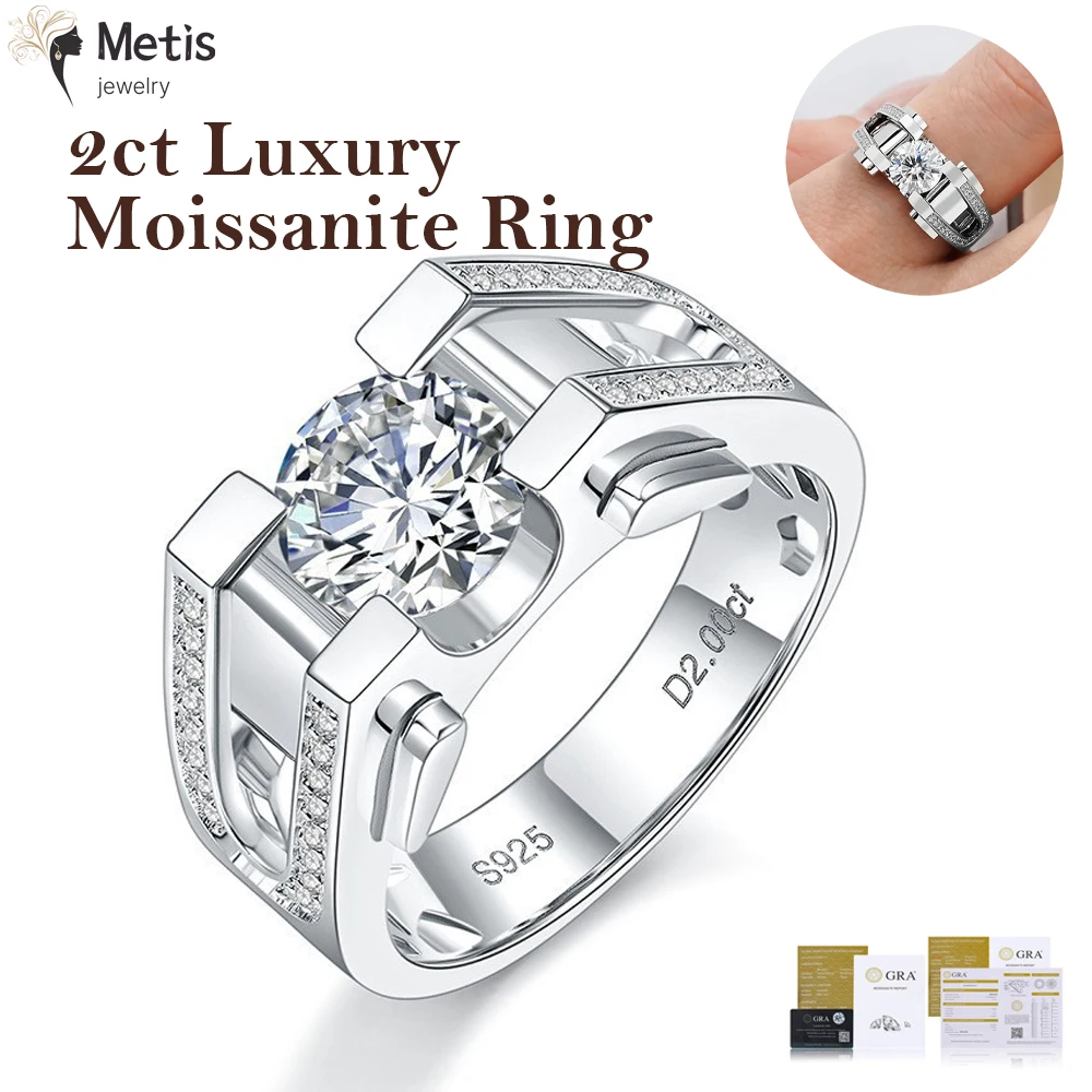 2ct Moissanite Diamond Men's Rings 925 Sterling Silver White Gold 18K Gold Brilliant Engagement Rings Wedding Jewelry for Men
2ct Moissanite Diamond Men's Rings 925 Sterling Silver White Gold 18K Gold Brilliant Engagement Rings Wedding Jewelry for Men