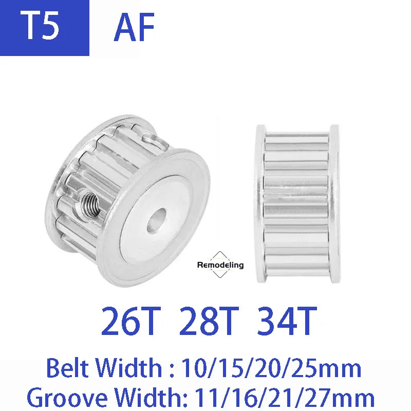 1pcs T5 AF Timing Pulley Aluminum Alloy 26T 28T 34T Teeth Synchronous Wheel Belt Width 10/15/20/25mm Bore 5mm-20mm Pitch 5mm
1pcs T5 AF Timing Pulley Aluminum Alloy 26T 28T 34T Teeth Synchronous Wheel Belt Width 10/15/20/25mm Bore 5mm-20mm Pitch 5mm