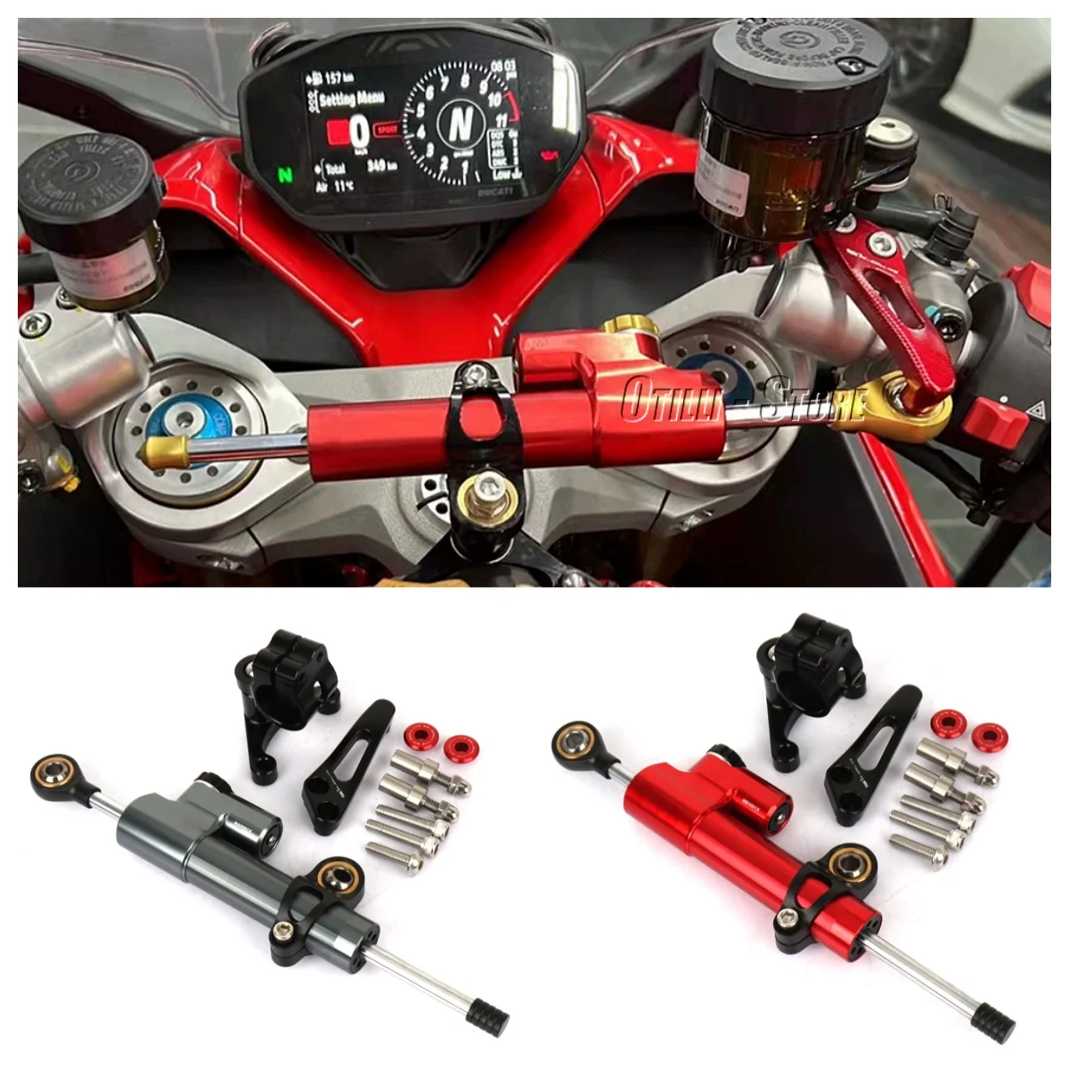 Motorcycle Adjustable Damper Aluminum Steering Stabilizer Bracket Mount Kit For Ducati SuperSport 939 SUPERSPORT 950 2018-2025
Motorcycle Adjustable Damper Aluminum Steering Stabilizer Bracket Mount Kit For Ducati SuperSport 939 SUPERSPORT 950 2018-2025