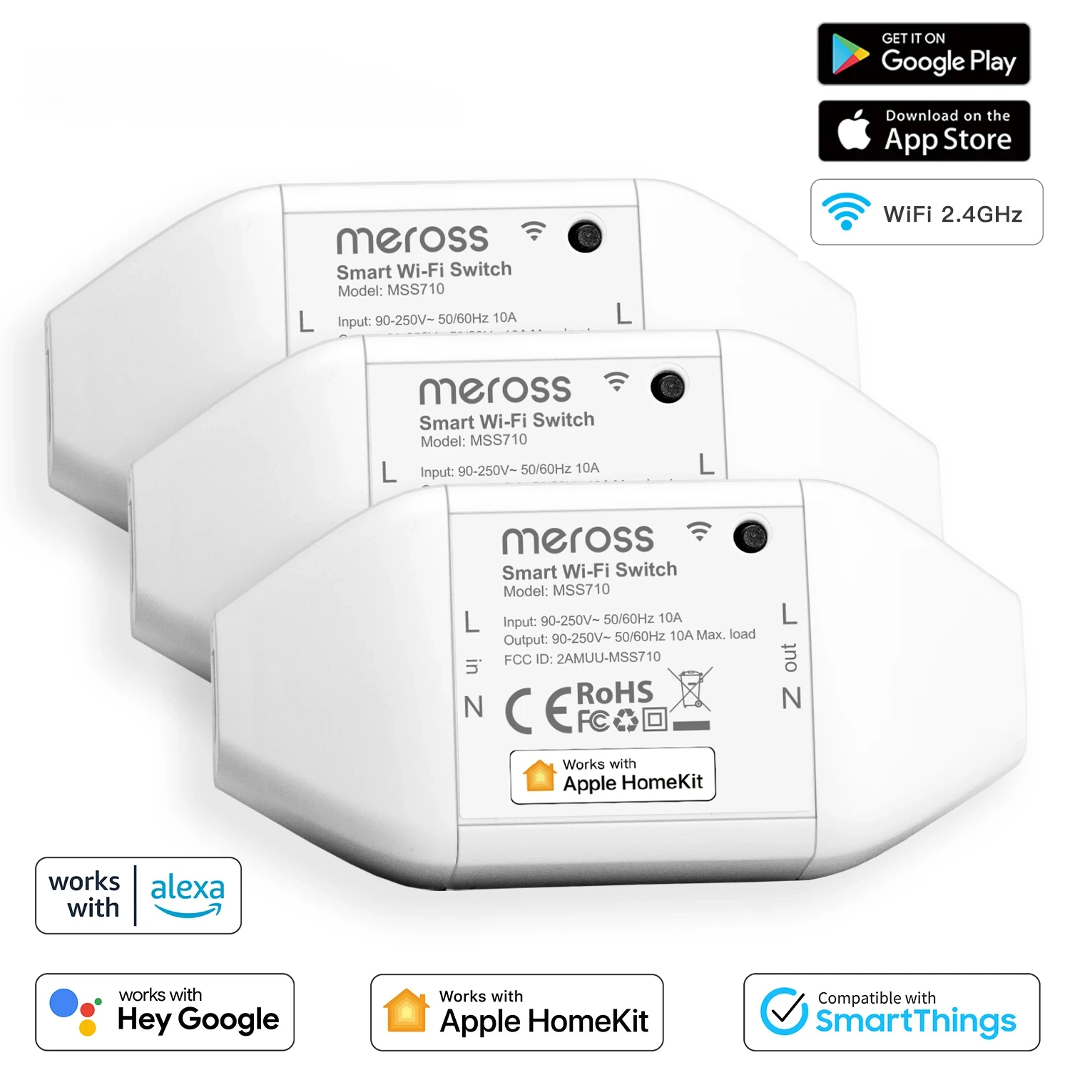 Умный переключатель Wi-Fi Meross HomeKit, интеллектуальный переключатель «сделай сам», работает с HomeKit, Siri, Alexa, Google Assistant и SmartThings
Умный переключатель Wi-Fi Meross HomeKit, интеллектуальный переключатель «сделай сам», работает с HomeKit, Siri, Alexa, Google Assistant и SmartThings