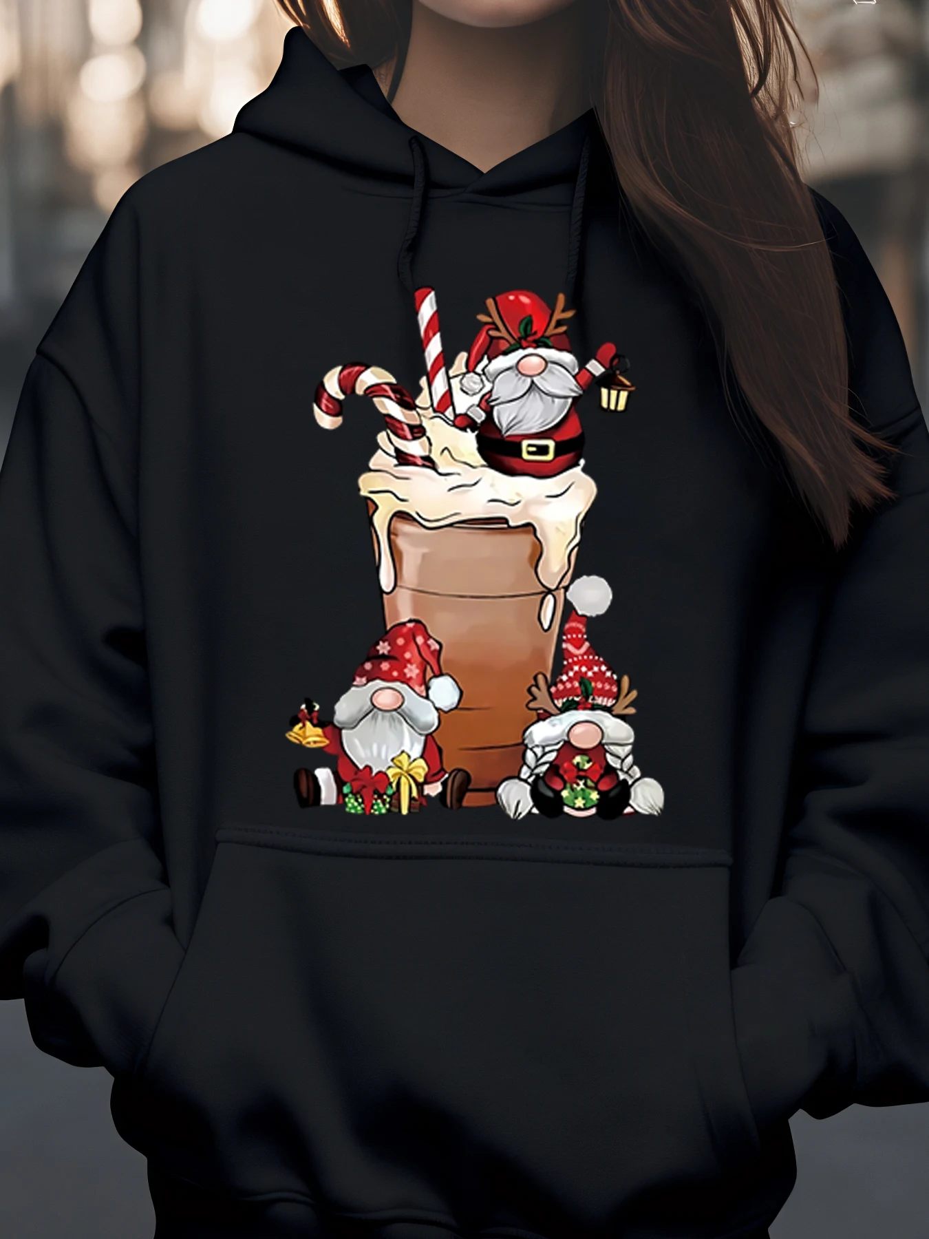 Рождественские гномы, горячая шоколадная толстовка с принтом, праздничная повседневная одежда, женская уютная толстовка
Рождественские гномы, горячая шоколадная толстовка с принтом, праздничная повседневная одежда, женская уютная толстовка
