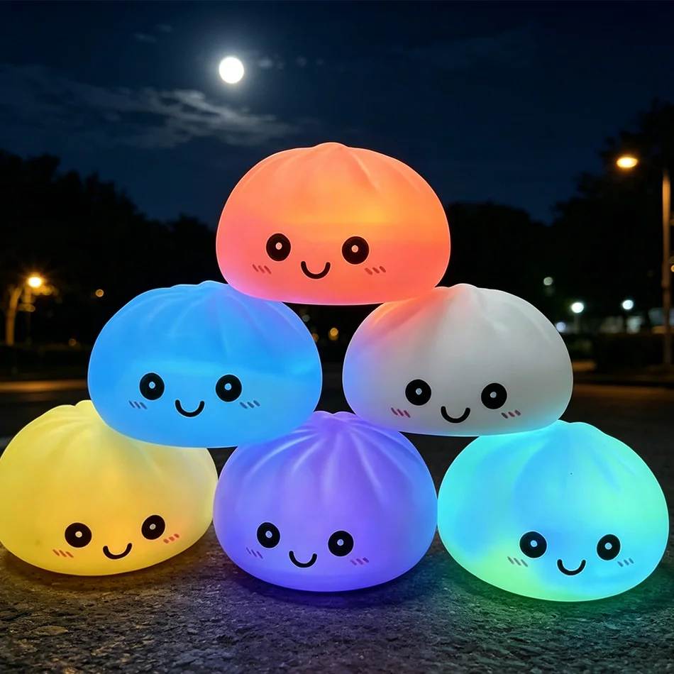 Cute Bun Glowing Dumpling Squishy Squeeze Toy Night Light Silicone LED Lamp Colorful Flashing Bedside Light for Home Decor Gift
Cute Bun Glowing Dumpling Squishy Squeeze Toy Night Light Silicone LED Lamp Colorful Flashing Bedside Light for Home Decor Gift