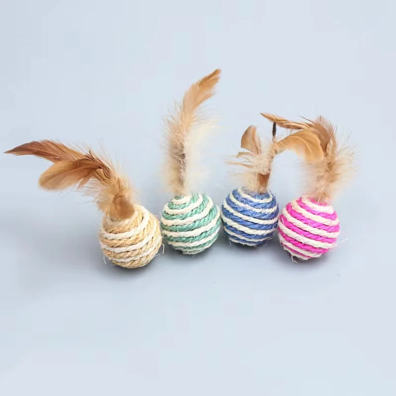Sisal Feather Cat Toy Striped Sisal Ball Interactive Toys For Cats Pet Ball Kitten Games Toys Pet Cat Products
Sisal Feather Cat Toy Striped Sisal Ball Interactive Toys For Cats Pet Ball Kitten Games Toys Pet Cat Products