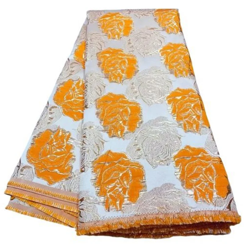 Orange High Quality Brocade Jacquard Fabric Nigerian Floral Damask Cloth Flower Organza Tulle Net Lace Material For Bride Dress
Orange High Quality Brocade Jacquard Fabric Nigerian Floral Damask Cloth Flower Organza Tulle Net Lace Material For Bride Dress