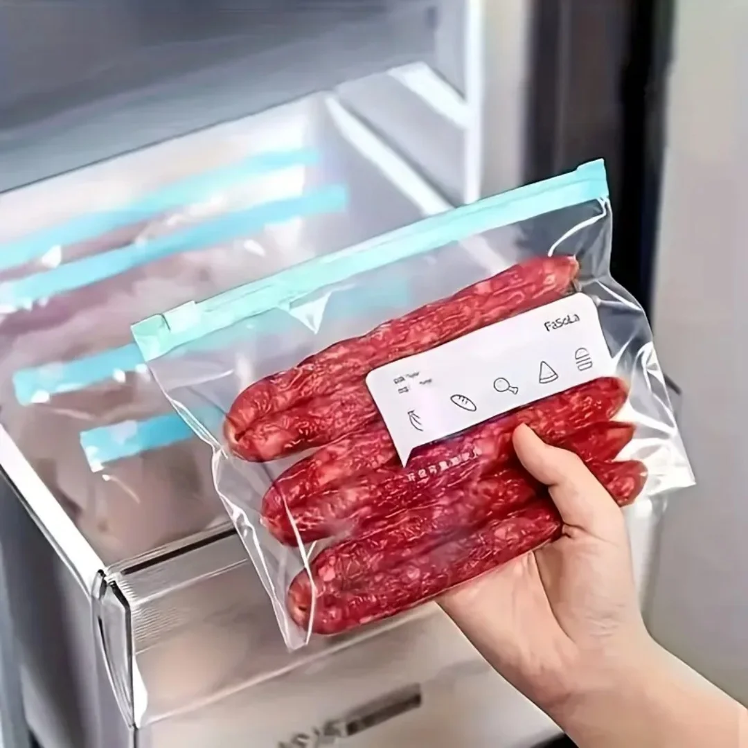 60pcs 3 Different Size Reusable Food Storage Bags, Clear Plastic with Teal Seal, Eco-Friendly Kitchen Container for Fruits, Vegetables, Beans, Snacks, Meal Prep with Label Area
60pcs 3 Different Size Reusable Food Storage Bags, Clear Plastic with Teal Seal, Eco-Friendly Kitchen Container for Fruits, Vegetables, Beans, Snacks, Meal Prep with Label Area