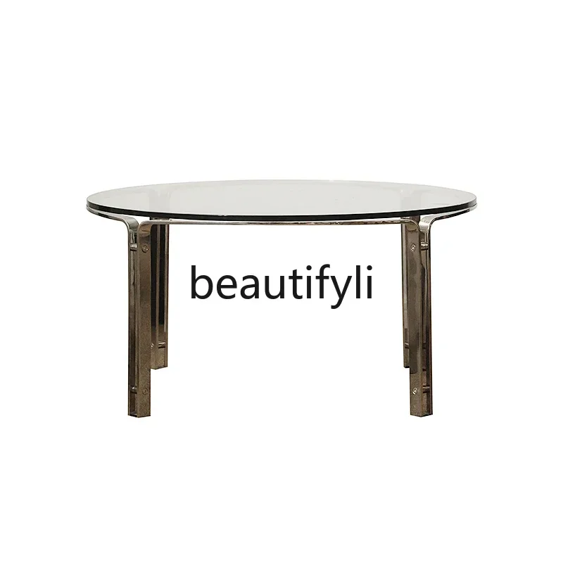 Stainless steel glass coffee table round Nordic light luxury medium and ancient style home living room minimalist table
Stainless steel glass coffee table round Nordic light luxury medium and ancient style home living room minimalist table