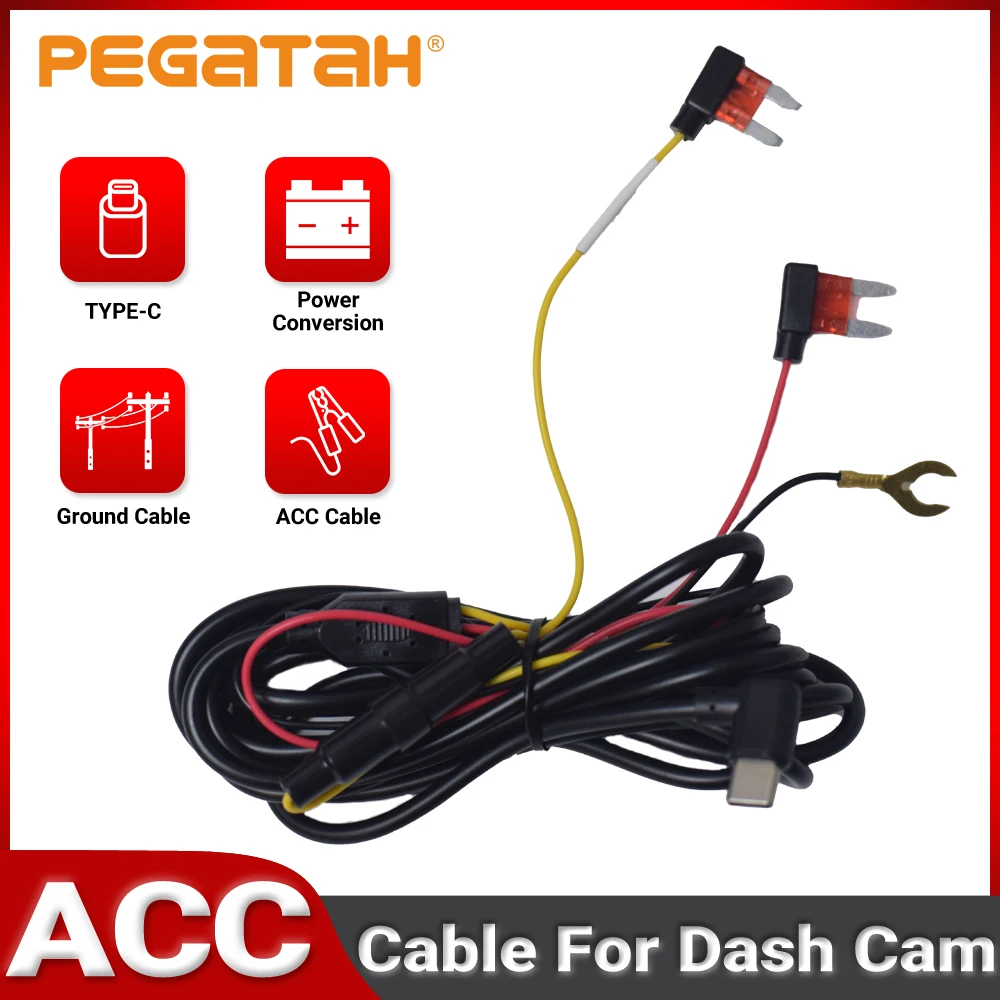 285cm Car DVR ACC Power Cable For Dash Cam Type-C Power Line For Video Recorder Car Camera Power Wire Connect to Fuse Box
285cm Car DVR ACC Power Cable For Dash Cam Type-C Power Line For Video Recorder Car Camera Power Wire Connect to Fuse Box