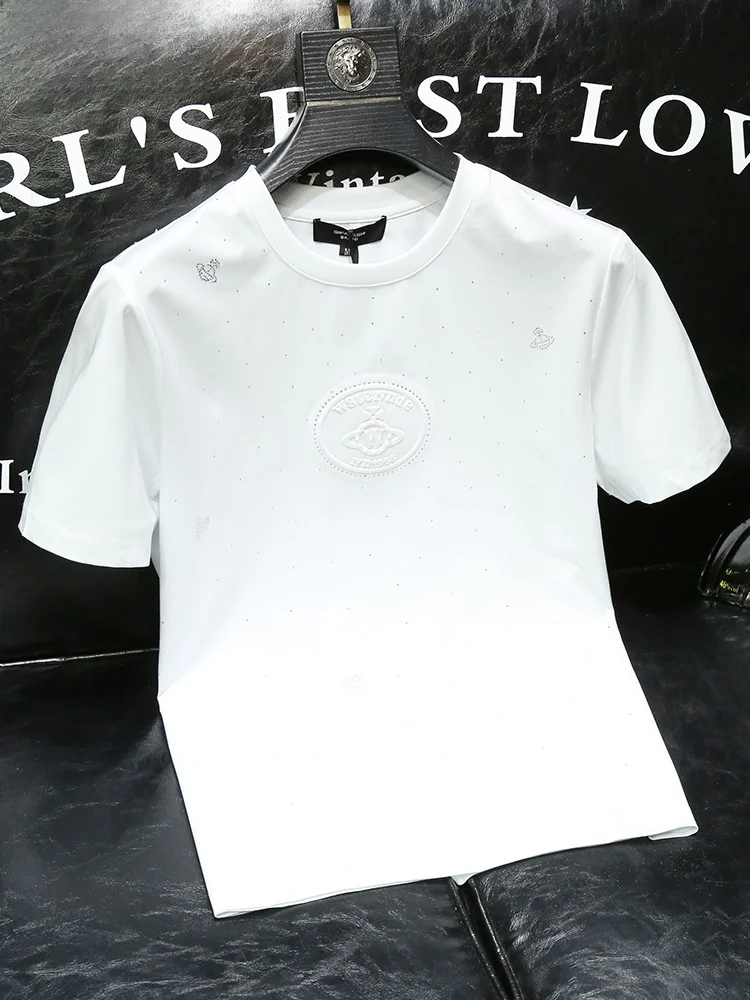 Мужская летняя футболка Slim Fit из ледяного шелка и хлопка с коротким рукавом, модная брендовая базовая футболка с алмазной термообработкой, современный стиль
Мужская летняя футболка Slim Fit из ледяного шелка и хлопка с коротким рукавом, модная брендовая базовая футболка с алмазной термообработкой, современный стиль