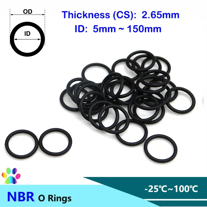 10/50Pcs Black NBR O Ring Seal Gasket CS 2.65mm ID 5~150mm Nitrile Butadiene Rubber Spacer Oil Resistant Washer Sealing Gaskets
10/50Pcs Black NBR O Ring Seal Gasket CS 2.65mm ID 5~150mm Nitrile Butadiene Rubber Spacer Oil Resistant Washer Sealing Gaskets